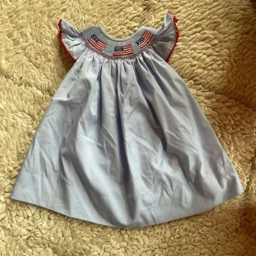 Haute Smocks 12m Patriotic Flag Dress